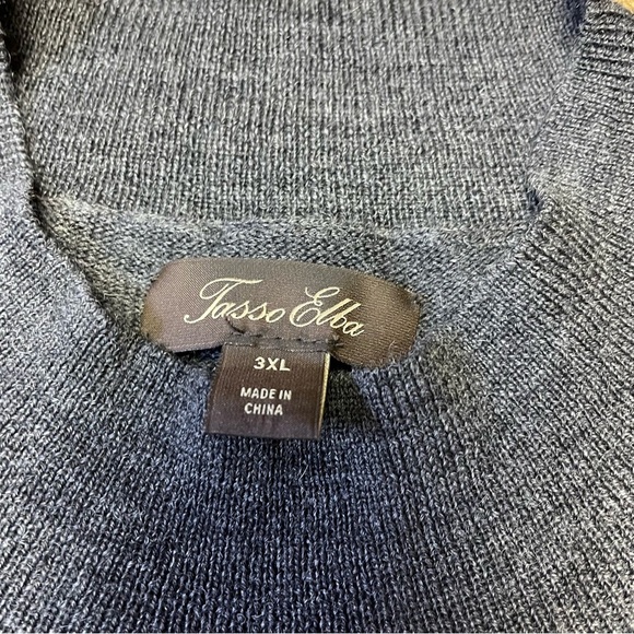 Tasso Elba Merino Wool Blend Mock Neck Solid Pullover Sweater Mens 3XL Dark Gray - Picture 7 of 11